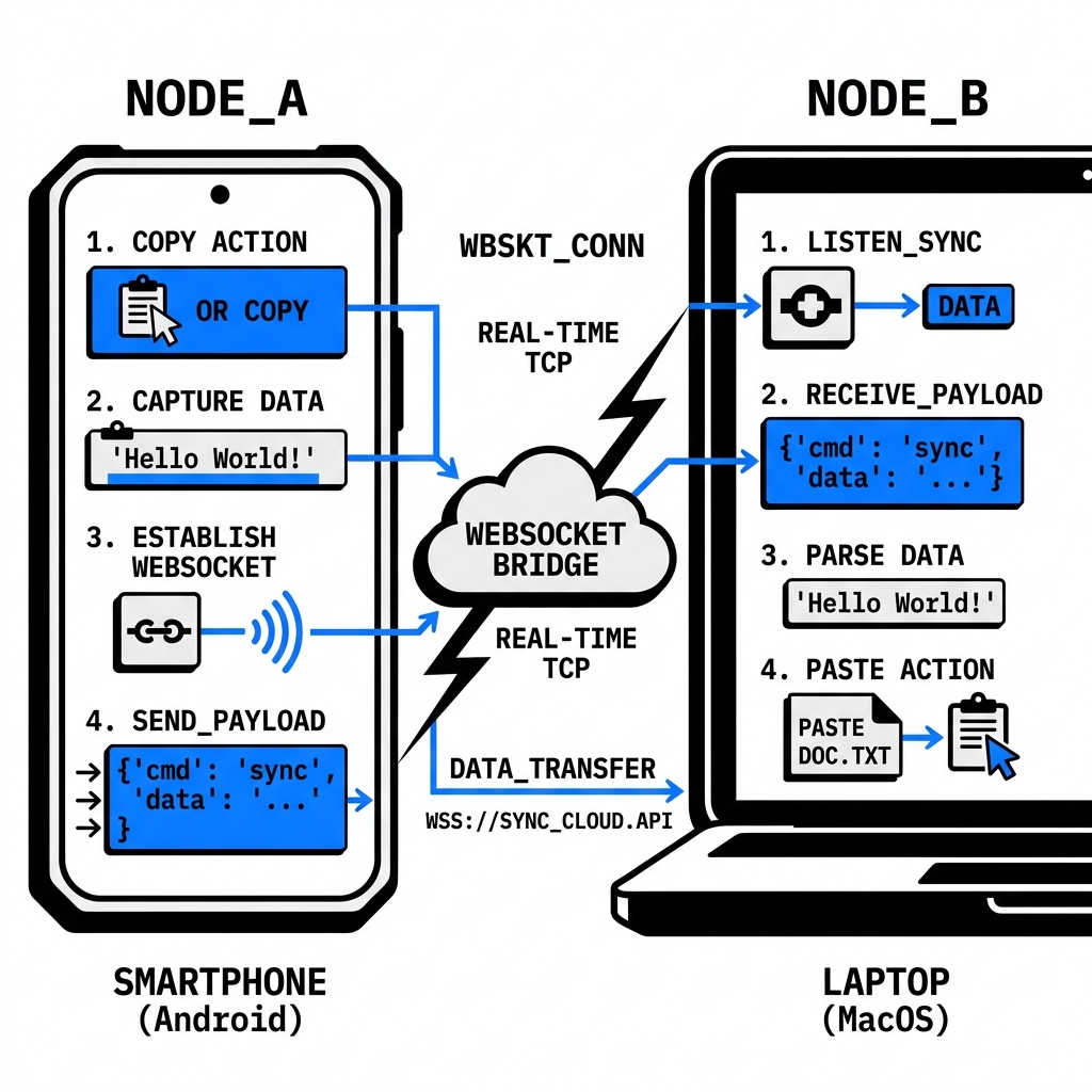 SyncClip Real-Time WebSocket Sync Diagram